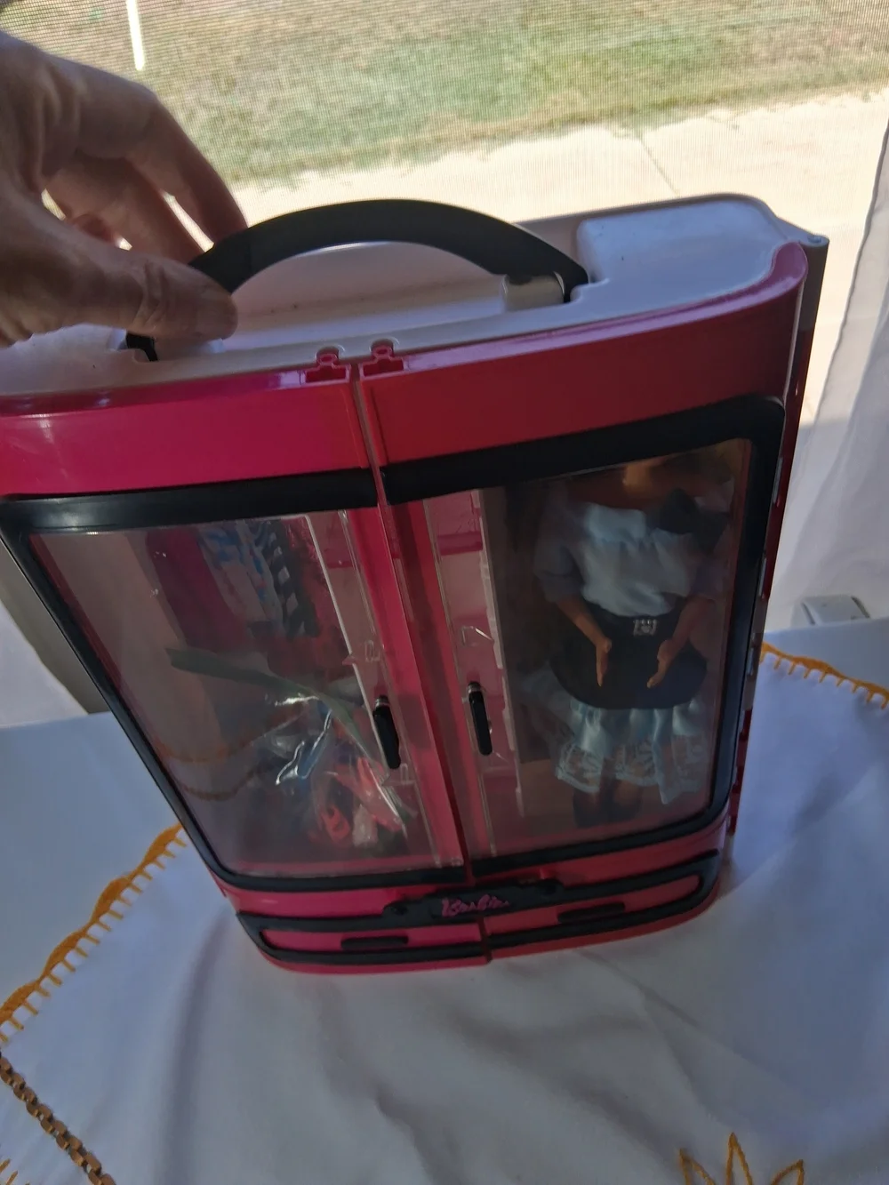 Mattel Pink Portable Doll Wardrobe Travel Case with Accessories